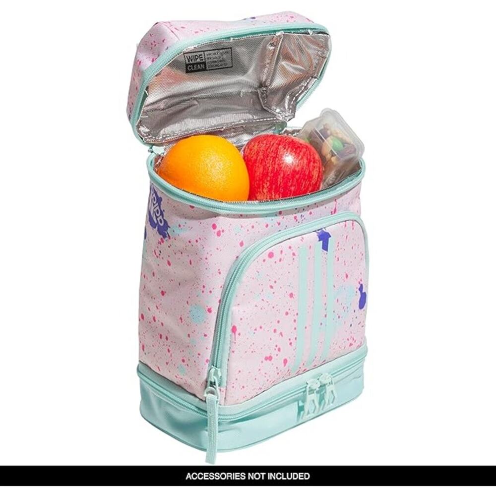 Adidas Excel 2 Insulated Lunch Bag, Splatter Sandy Pink/Semi Flash Aqua Blue - Picture 2 of 4
